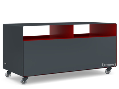 TV Lowboard R 108N Anthracite grey (RAL 7016) - Ruby red (RAL 3003)|Transparent castors
