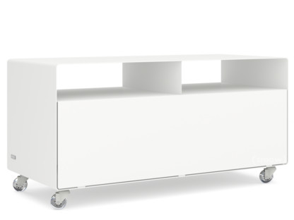 TV Lowboard R 108N Pure white (RAL 9010)|Transparent castors