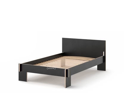 Siebenschläfer 120 x 200 cm|With headboard|Black|With rollable slatted base