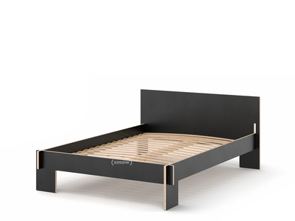 Siebenschläfer 140 x 200 cm|With headboard|Black|With rollable slatted base