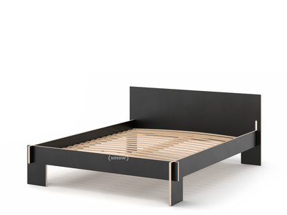 Siebenschläfer 160 x 200 cm|With headboard|Black|With rollable slatted base