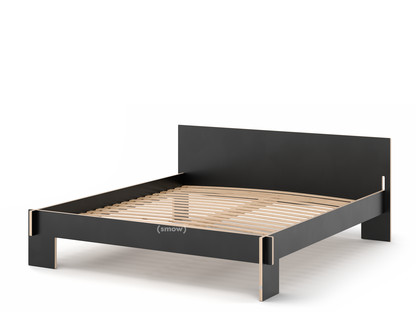 Siebenschläfer 180 x 200 cm|With headboard|Black|With rollable slatted base