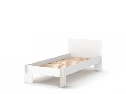 Siebenschläfer 90 x 200 cm|With headboard|White|With rollable slatted base