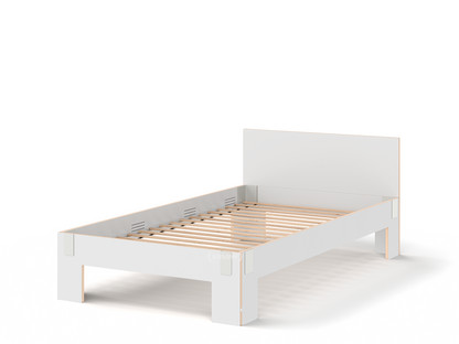 Tagedieb 120 x 220 cm|With headboard|FU (plywood, birch) white|Light grey|With rollable slatted base