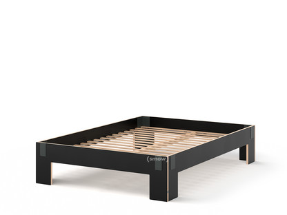 Tagedieb 160 x 200 cm|Without headboard|FU (plywood, birch) black|Anthracite|With rollable slatted base