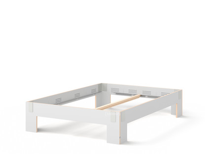Tagedieb 160 x 200 cm|Without headboard|FU (plywood, birch) white|Light grey|Without slatted base