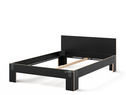 Tagedieb 160 x 220 cm|With headboard|FU (plywood, birch) black|Anthracite|Without slatted base