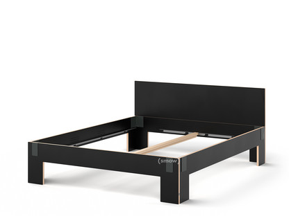 Tagedieb 180 x 200 cm|With headboard|FU (plywood, birch) black|Anthracite|Without slatted base