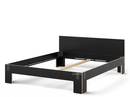 Tagedieb 180 x 220 cm|With headboard|FU (plywood, birch) black|Anthracite|Without slatted base
