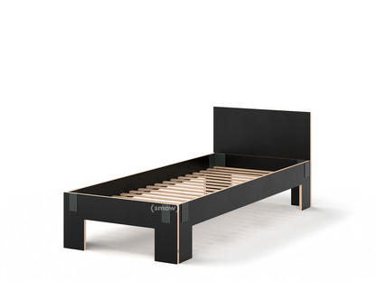 Tagedieb 90 x 220 cm|With headboard|FU (plywood, birch) black|Anthracite|With rollable slatted base