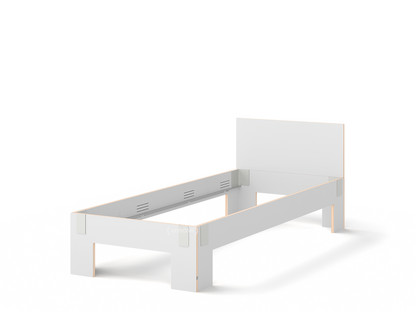 Tagedieb 90 x 220 cm|With headboard|FU (plywood, birch) white|Light grey|Without slatted base