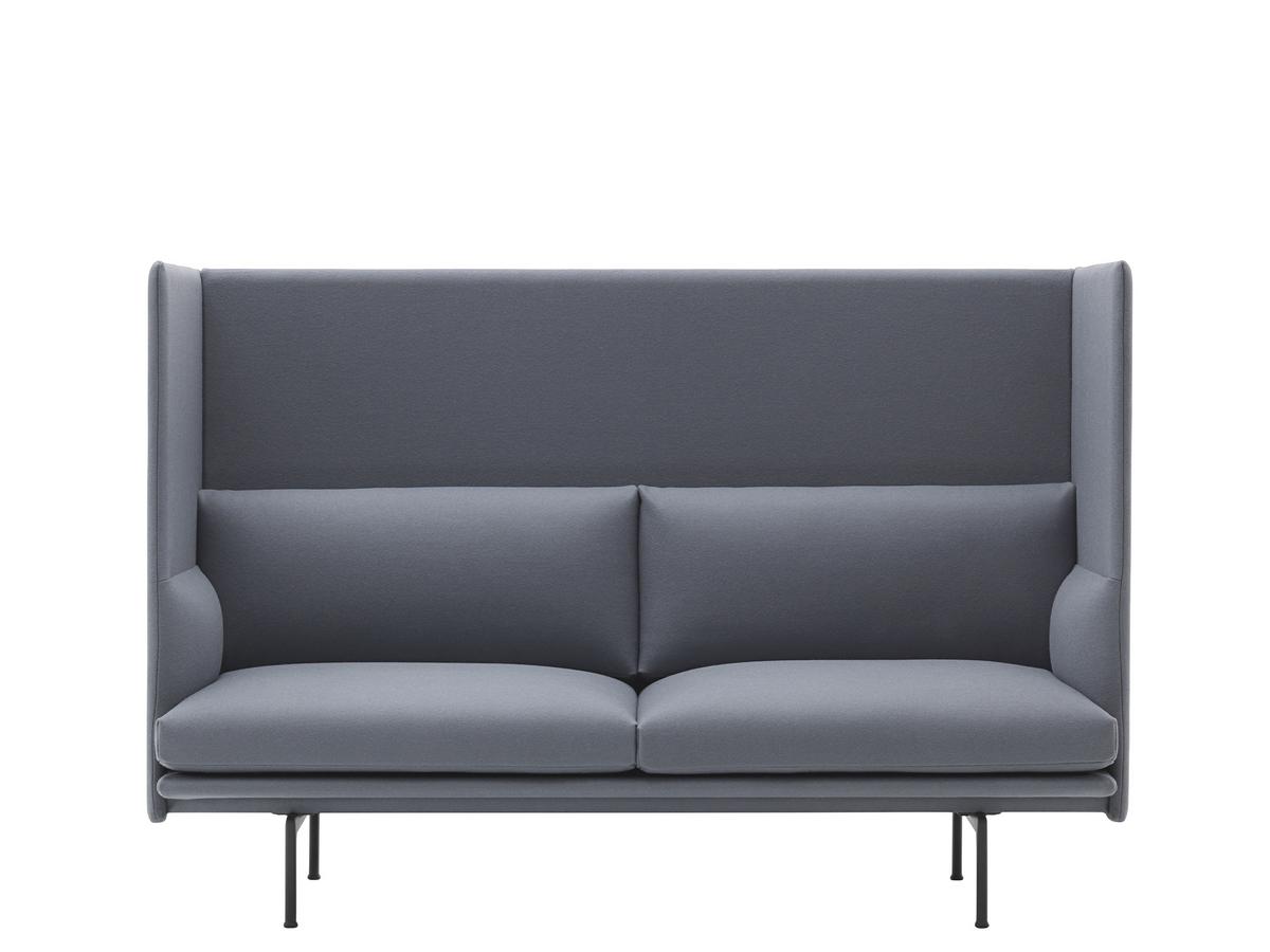 High back blue sofa discount
