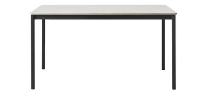 Base Table L 140 x W 80 cm|White laminate with plywood edge|Black