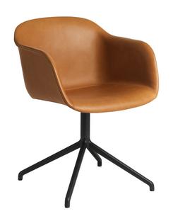 Fiber Armchair Swivel Leather cognac