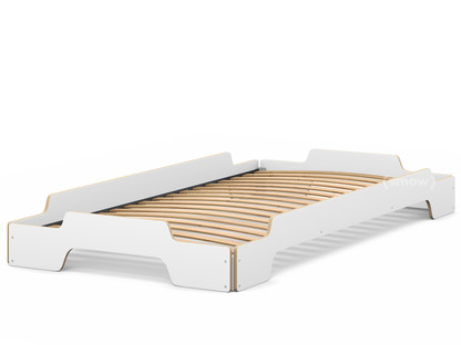 Stacking Bed 100 x 200|White CPL, edges oiled and waxed|Rollable
