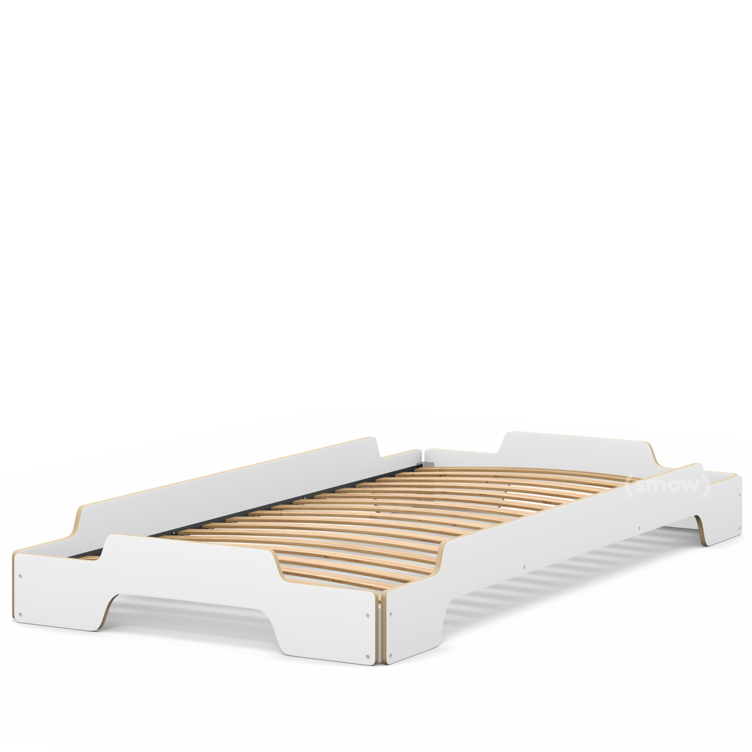hoe te gebruiken dronken Worden Müller Small Living Stacking Bed, 100 x 200, White CPL, edges oiled and  waxed, Rollable by Rolf Heide, 1966 - Designer furniture by smow.com