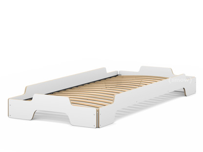 Stacking Bed 90 x 200|White CPL, edges oiled and waxed|Rollable