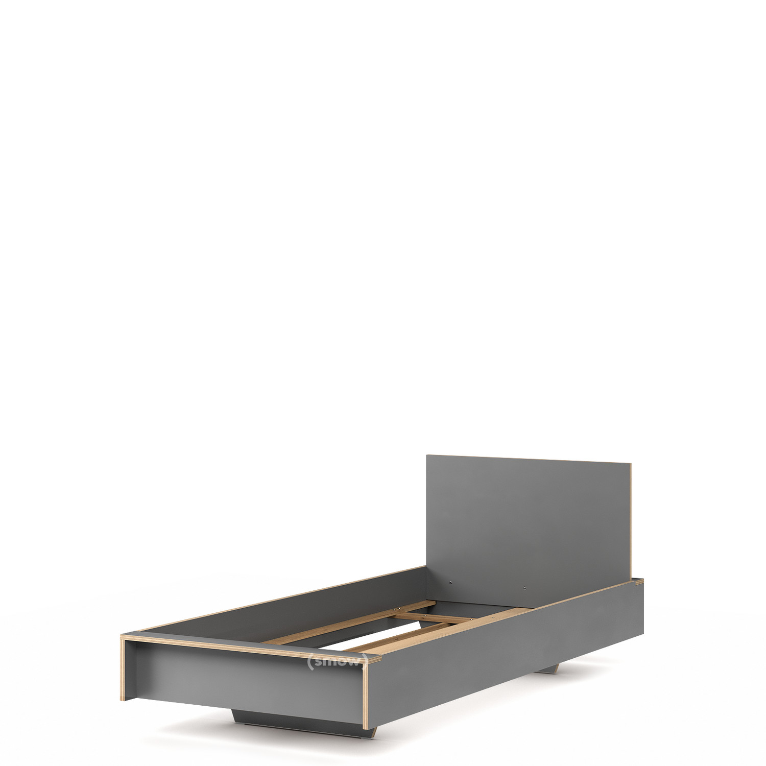 Door pindas rit Müller Small Living Flai Bed, 90 x 200, With headboard, CPL anthracite,  Without slatted frame by Kaschkasch, 2015 - Designer furniture by smow.com