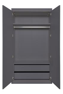 Flai Wardrobe Large (216 x 118 x 61 cm)|Melamine anthracite with birch edge|Configuration 4