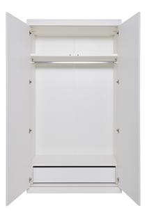 Flai Wardrobe Large (216 x 118 x 61 cm)|Melamine white with birch edge|Configuration 3