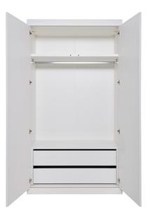 Flai Wardrobe Large (216 x 118 x 61 cm)|Melamine white with birch edge|Configuration 4
