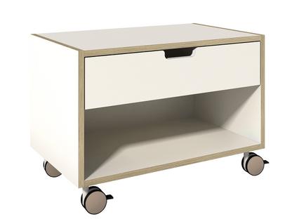 Modular Bedside Table Melamine white with birch edge