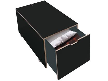 Bett drawer 16 L 103,1 x W 46,8|Melamine black with birch edge|Comfort (with castors)