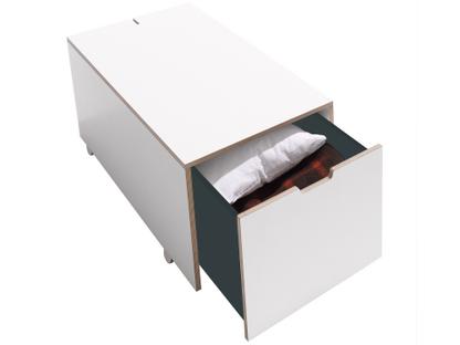 Bett drawer 16 L 103,1 x W 46,8|Melamine white with birch edge|Comfort (with castors)