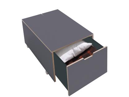Bett drawer 16 L 93,1 x W 46,8|Melamine anthracite with birch edge|Comfort (with castors)