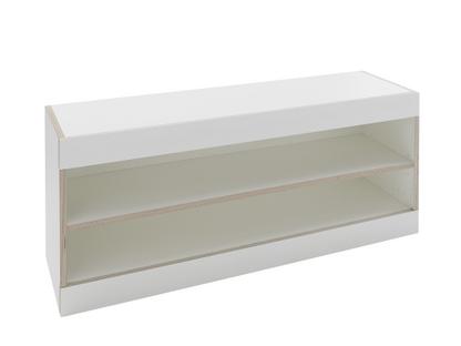 Flai storage bench Melamine white with birch edge|Open|Without seat pad