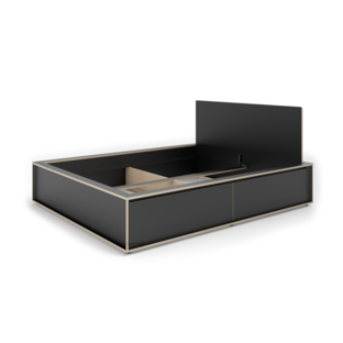 Spaze Bed 160 x 200|With headboard|without|CPL matt black