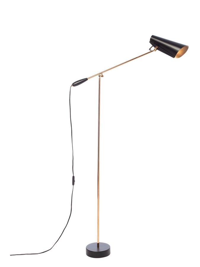 Cornwall Natura Ledningsevne Northern Birdy Floor Lamp, Black/brass by Birger Dahl, 1952 - Designer  furniture by smow.com