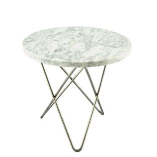 Mini O Table White Carrara|Stainless steel