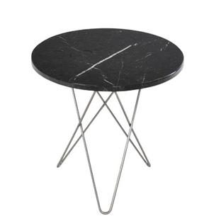 Tall Mini O Table Black Marquina|Stainless steel