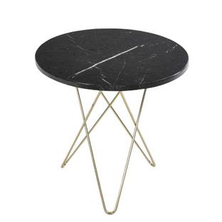 Tall Mini O Table Black Marquina|Brass