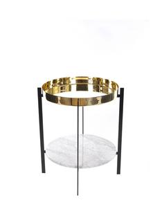 Deck Table Brass|White Carrara