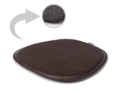 Leather Seat Pad for Eames Side Chairs  Front leather / back felt|Dark brown