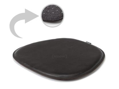 Leather Seat Pad for Eames Side Chairs  Front leather / back felt|Black
