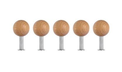 Dots Wall Hooks Set of 5 Oak oiled