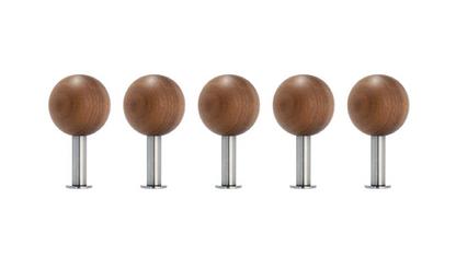 Dots Wall Hooks Set of 5 Walnut oiled