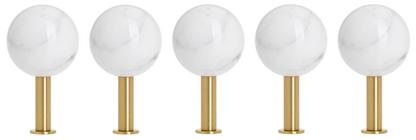 Dots Stone Wall Hooks Set of 5 Bianco Carrara / brass