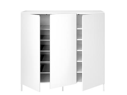 Urban Sideboard With 3 doors|Perforated shoe shelves left / shelves right|With leg frame