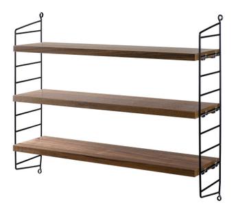 String Pocket Shelves walnut, panels black