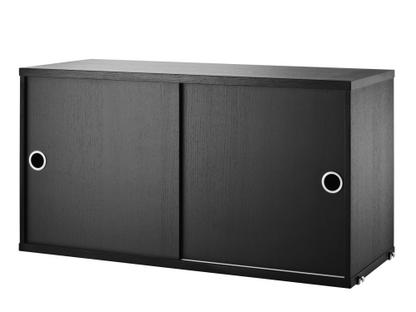 String System Cabinet With Sliding Doors Black ash veneer|30 cm