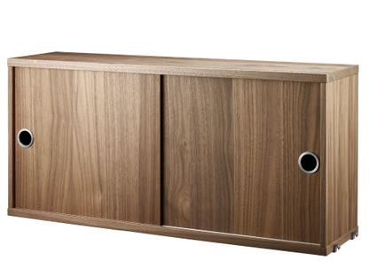 String System Cabinet With Sliding Doors Walnut veneer|20 cm