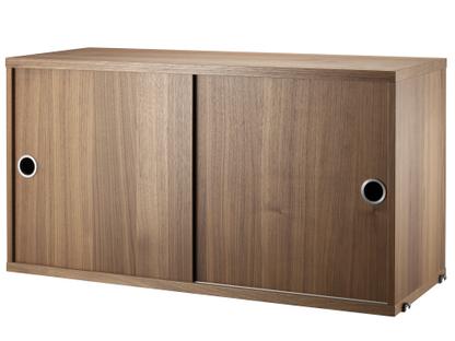 String System Cabinet With Sliding Doors Walnut veneer|30 cm