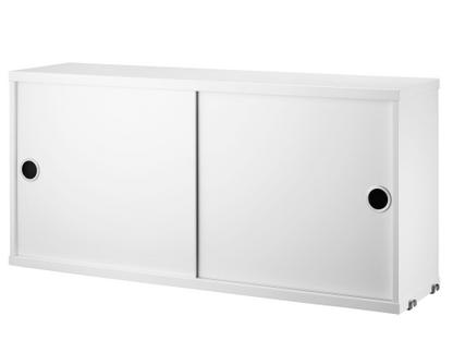 String System Cabinet With Sliding Doors White lacquered|20 cm