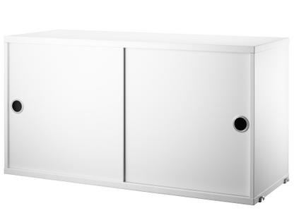 String System Cabinet With Sliding Doors White lacquered|30 cm