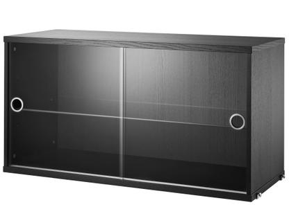 String System Display Cabinet With Sliding Glass Doors Black ash veneer
