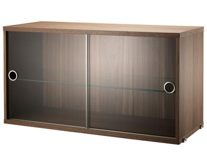 String System Display Cabinet With Sliding Glass Doors Walnut veneer